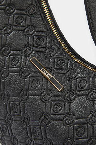 BLACK MONOGRAM LEATHER BAG 5