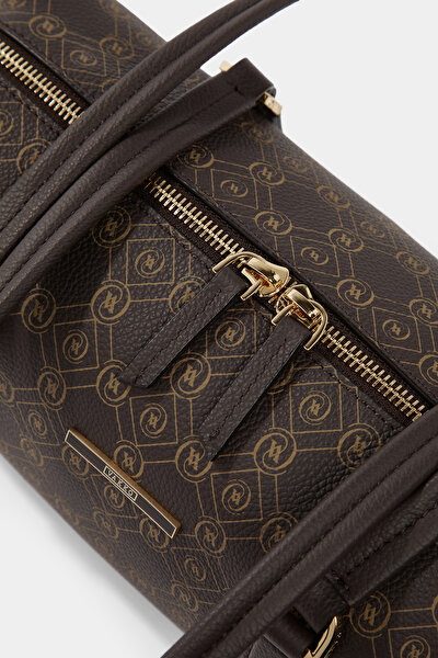 BEIGE MONOGRAM LEATHER BAG 4
