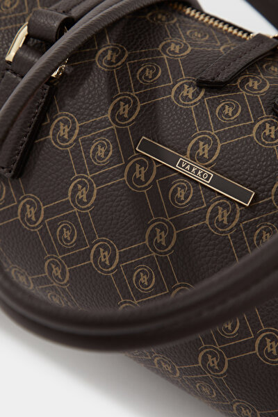 BEIGE MONOGRAM LEATHER BAG 5