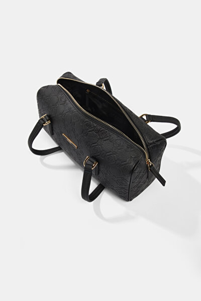 BLACK MONOGRAM LEATHER BAG 5