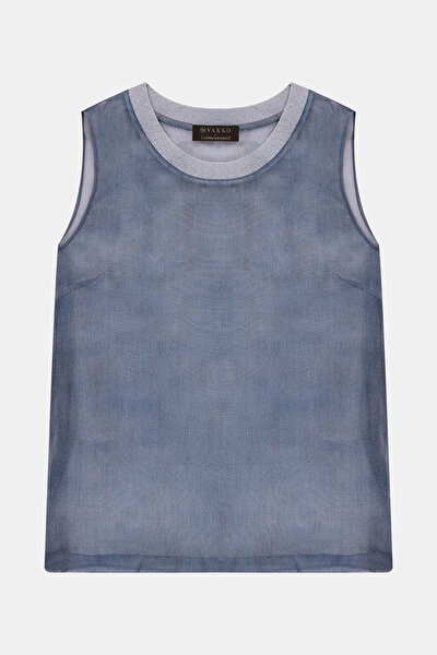 GREY BASIC / ROUND NECKLINE SLEEVELESS BLOUSE 5