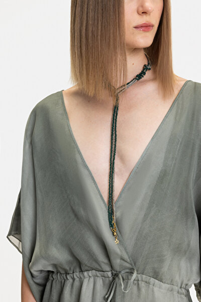 KHAKI OFF THE SHOULDER DRESS 4