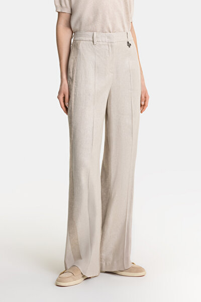 BEIGE WIDE LEG TROUSERS 3