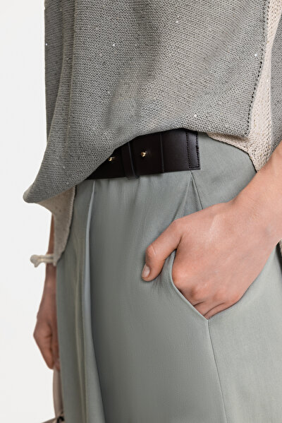 KHAKI MIDI SKIRT 5