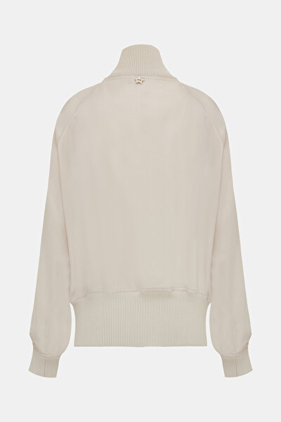 BEIGE UPRIGHT COLLAR SWEATSHIRT 8