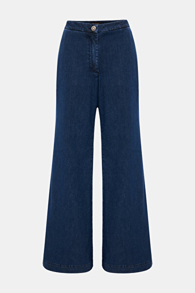 LACİVERT BOL PAÇA DENIM PANTOLON 4