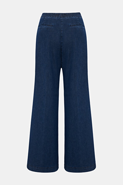 LACİVERT BOL PAÇA DENIM PANTOLON 5