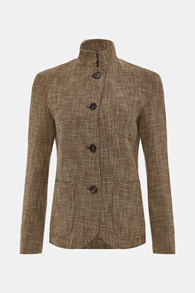 BEIGE MANDARIN COLLAR JACKET 8