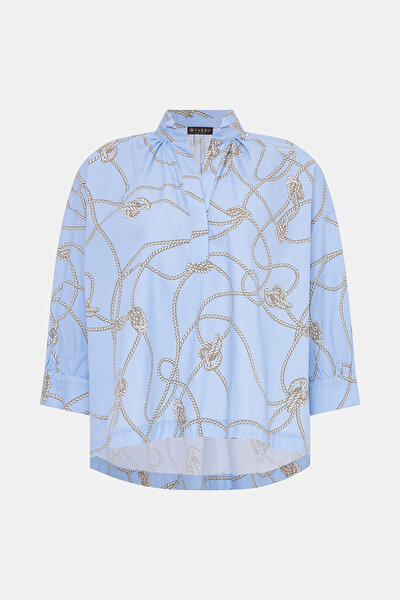 BEIGE MANDARIN COLLAR 3/4 SLEEVES BLOUSE 8