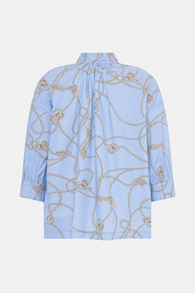BEIGE MANDARIN COLLAR 3/4 SLEEVES BLOUSE 9