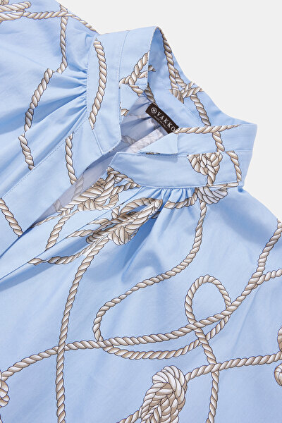 BEIGE MANDARIN COLLAR 3/4 SLEEVES BLOUSE 10