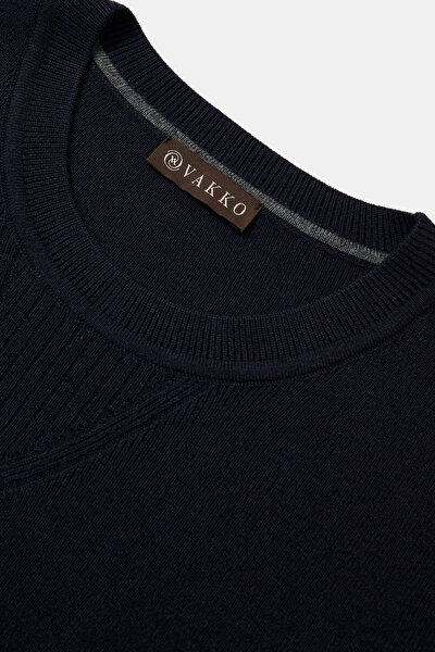 NAVY BLUE BASIC / ROUND NECKLINE TRICOT 3