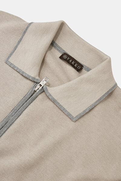 LIGHT BEIGE POLO NECK TRICOT 3