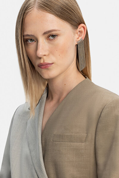 BEIGE SURPLICE NECKLINE (CROSS-OVER NECKLINE) LONG SLEEVE JUMPSUIT 4