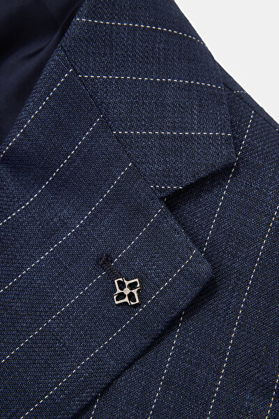 NAVY BLUE LINEN WOOL SUIT 4