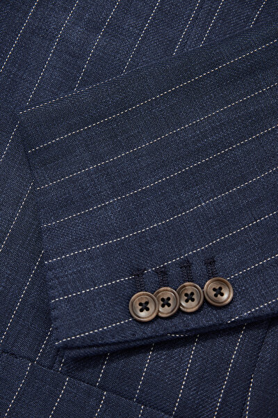 NAVY BLUE LINEN WOOL SUIT 5