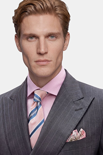 GREY SURPLICE NECKLINE (CROSS-OVER NECKLINE) WOOL SUIT 3
