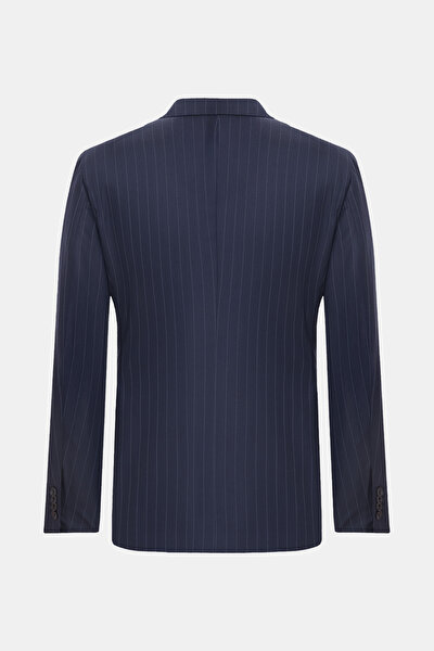 NAVY BLUE SURPLICE NECKLINE (CROSS-OVER NECKLINE) WOOL SUIT 8