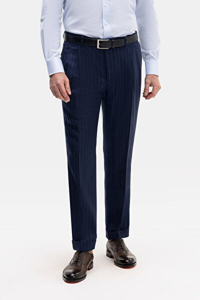 NAVY BLUE SURPLICE NECKLINE (CROSS-OVER NECKLINE) WOOL SUIT 5