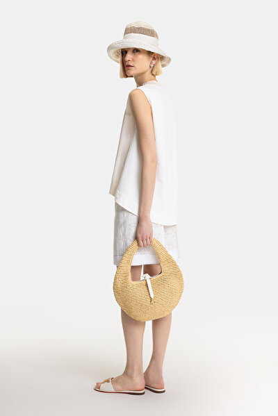 WHITE BASIC / ROUND NECKLINE SLEEVELESS BLOUSE 5