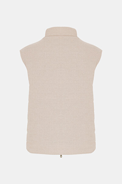 BEIGE UPRIGHT COLLAR VEST 9
