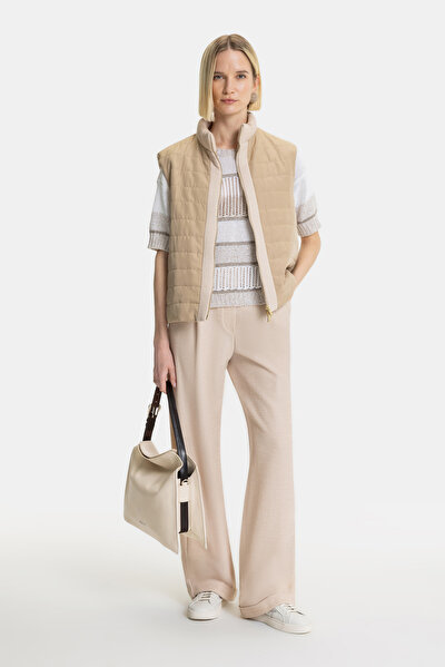 BEIGE UPRIGHT COLLAR VEST 5
