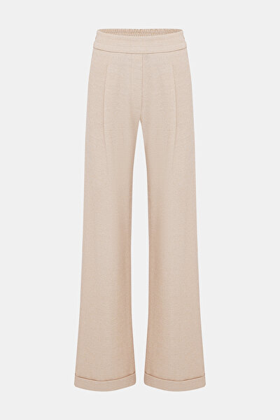 BEIGE WIDE LEG SPORTS TROUSERS 5