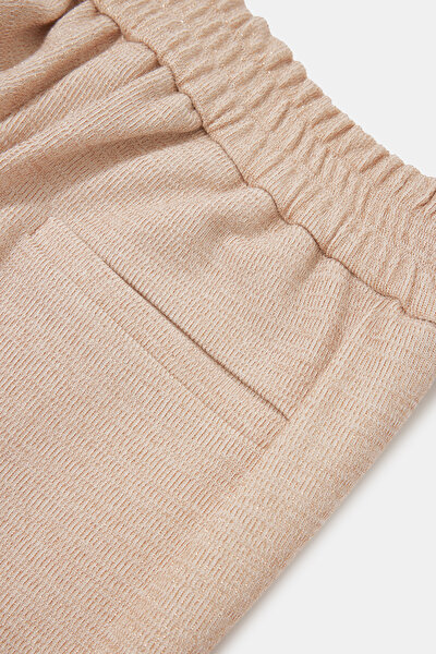 BEIGE WIDE LEG SPORTS TROUSERS 8