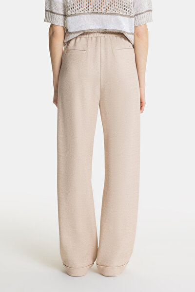 BEIGE WIDE LEG SPORTS TROUSERS 4