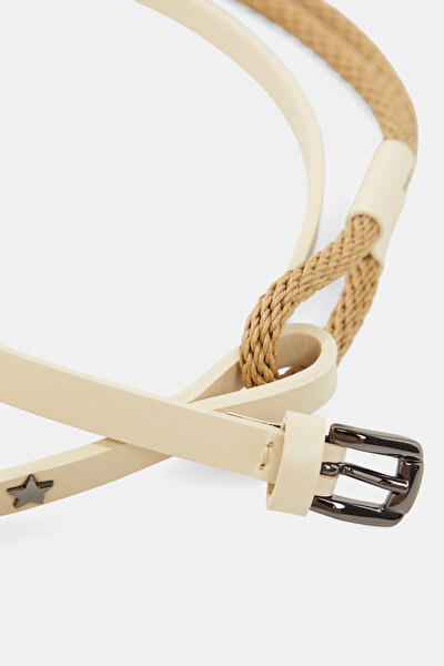 ECRU LEATHER BELT 3