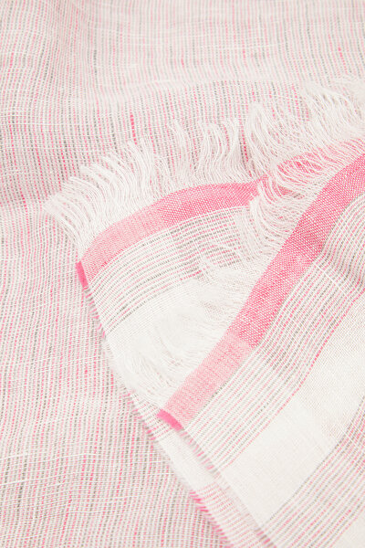 WHITE STRIPED LINEN SHAWL 3