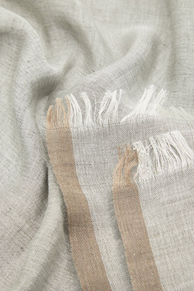 BEIGE LINEN SILK SHAWL 4