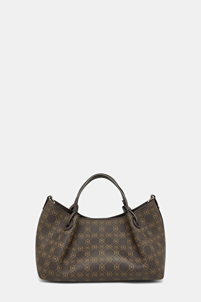 BEIGE MONOGRAM LEATHER BAG 4