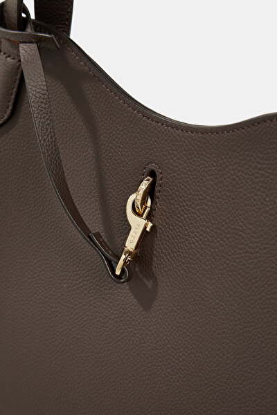 BEIGE MONOGRAM LEATHER BAG 4