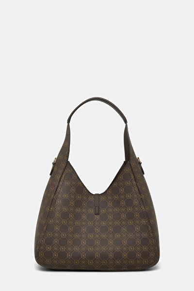 BEIGE MONOGRAM LEATHER BAG 4
