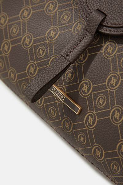 BEIGE MONOGRAM LEATHER BAG 5