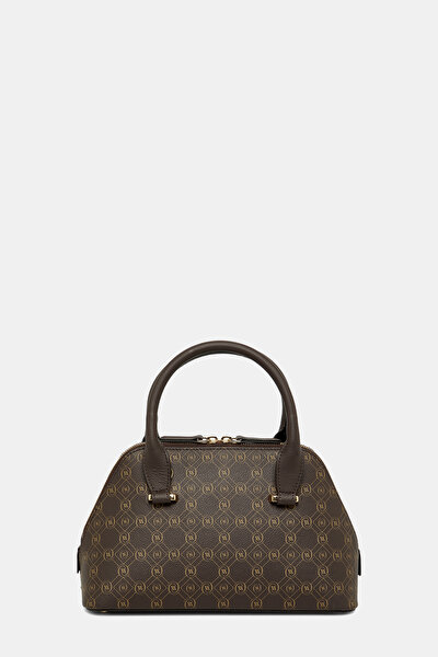 BEIGE MONOGRAM LEATHER BAG 4