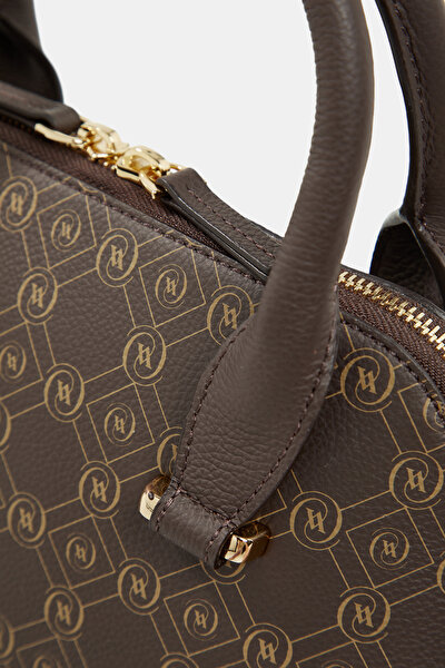 BEIGE MONOGRAM LEATHER BAG 5