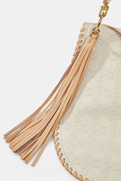BEIGE MONOGRAM LEATHER BAG 5