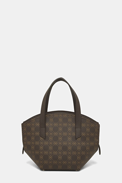 BEIGE MONOGRAM LEATHER BAG 4