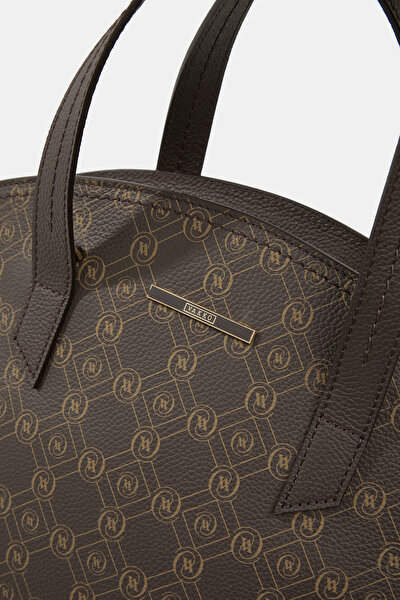BEIGE MONOGRAM LEATHER BAG 5