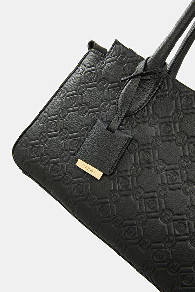 BLACK MONOGRAM LEATHER BAG 4