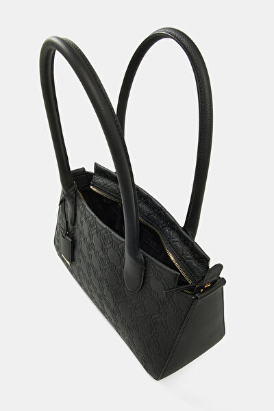 BLACK MONOGRAM LEATHER BAG 5