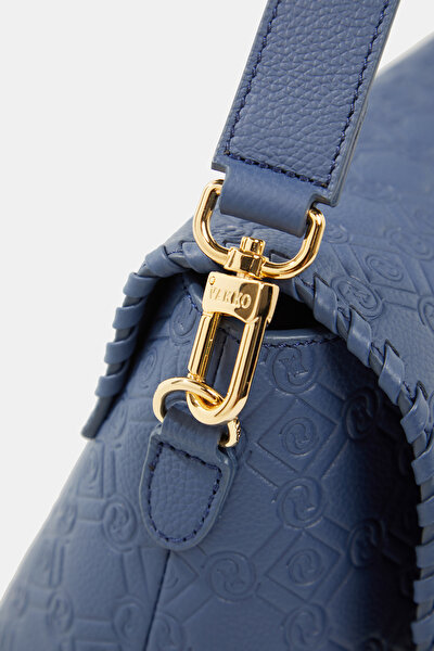 NAVY BLUE MONOGRAM LEATHER BAG 5