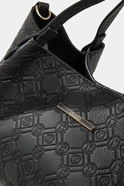 BLACK MONOGRAM LEATHER BAG 5