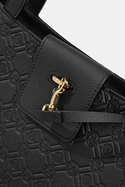 BLACK MONOGRAM LEATHER BAG 4