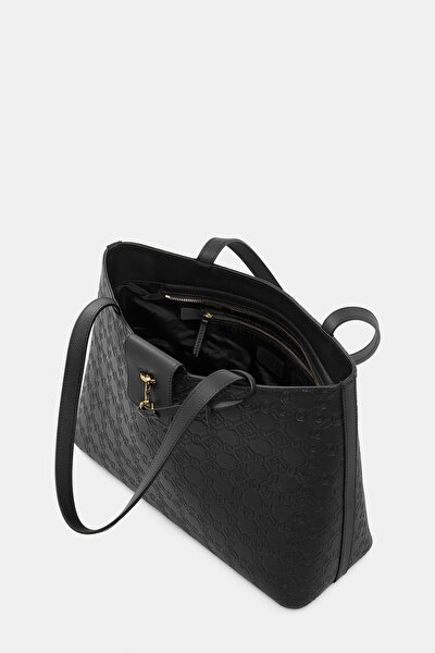 BLACK MONOGRAM LEATHER BAG 5