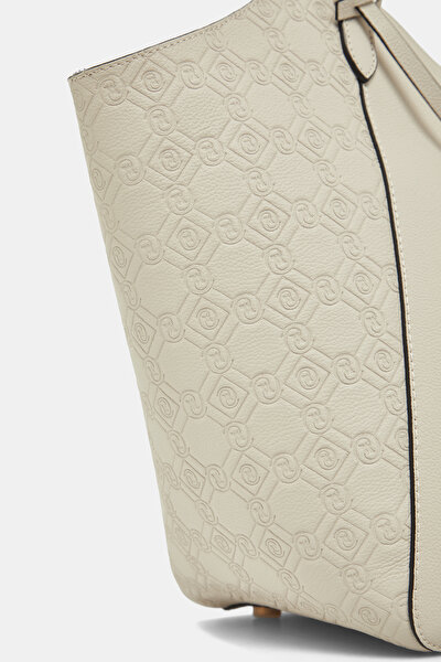 ECRU MONOGRAM LEATHER BAG 5