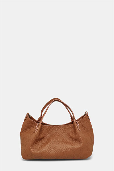 TAN MONOGRAM LEATHER BAG 4