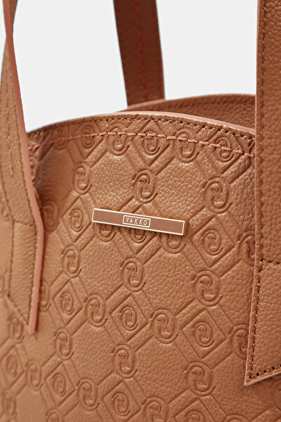 TAN MONOGRAM LEATHER BAG 5